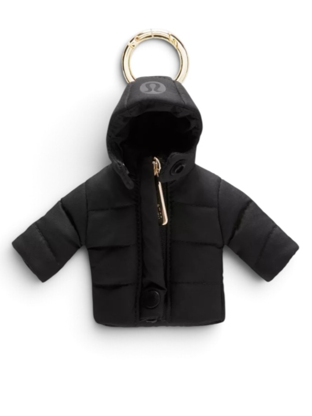❤️ Lululemon Wunder Puff Keychain Bag Charm in Black with Gold NWT